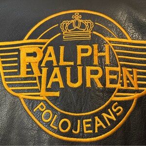 VINTAGE Ralph Lauren Polo Jeans Black Leather Jacket